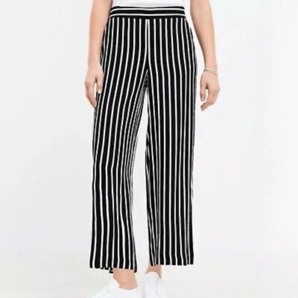 LOFT Pants - Loft Wide Leg Striped Cropped Pants